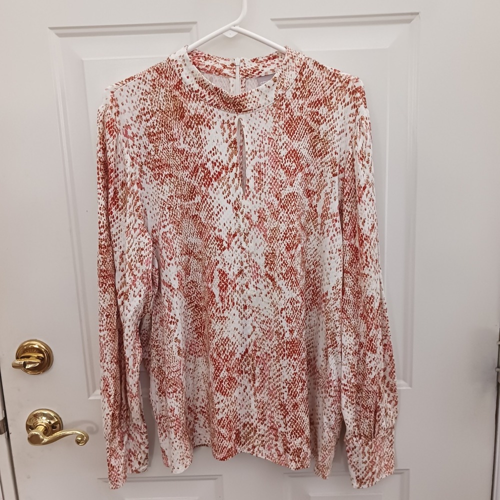 New Chicos XL Keyhole Snake Top Rich Terracotta Knit Blouse‎ Size 3 - 570296940